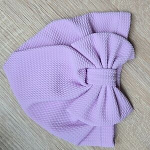 Big Bow Headwrap Baby Girl Hat Newborn Cap Solid Textured Lilac Head Turban